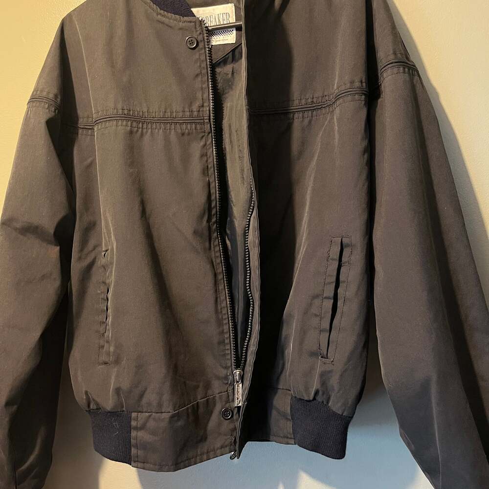Original Windbreaker Men's Jacket Black Zipper Front Size XXXL